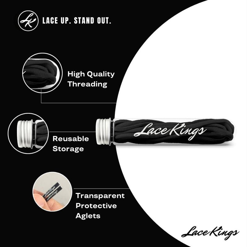 Lace Kings Oval Shoelaces (Black - 54in) - Image 2
